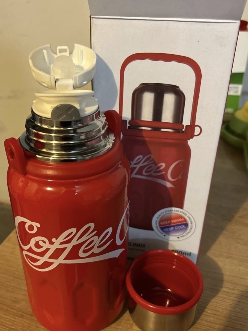 Red Coffee Thermos Bottle - Insulated Travel Flask